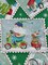 P & B Textiles Christmas Gnomes Postcard Toss on Green 100% Cotton Fabric Price per Yard